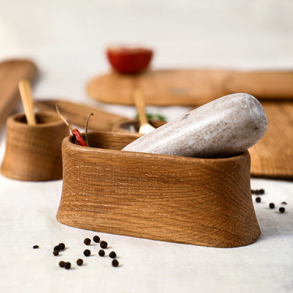 Oak Mortar and Marble Pestle – The Collective Home Oak Mortar and Marble Pestle – The Collective Home