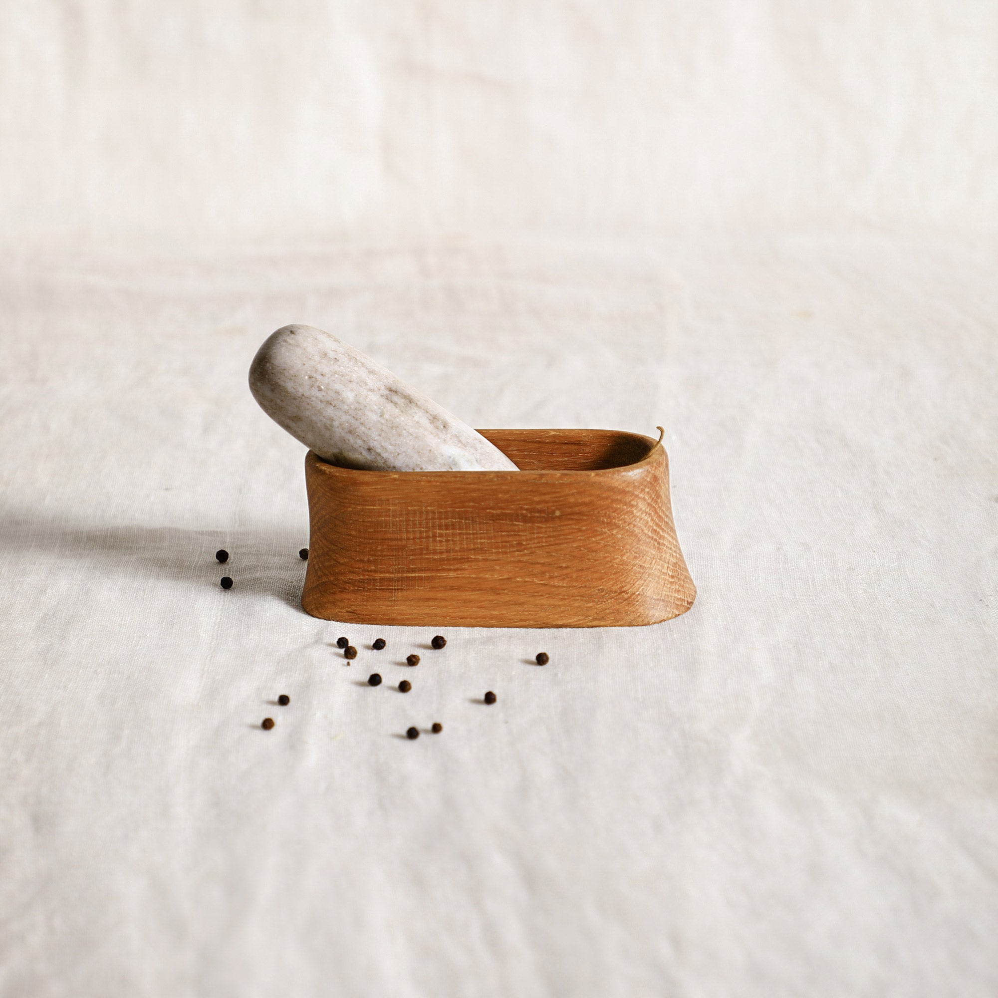 Belfort Oak Mortar and Marble Pestle