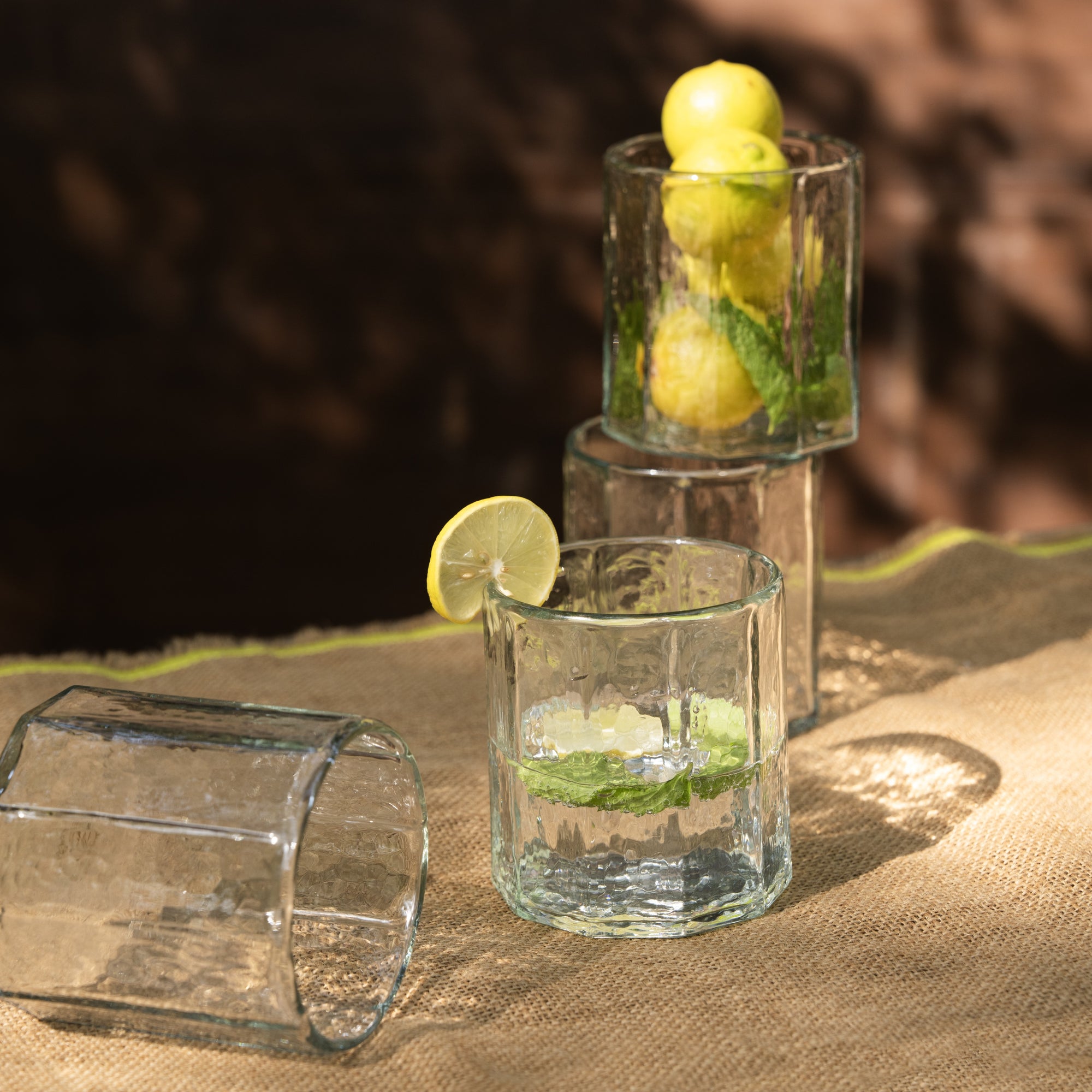 Pebbled Edge Short Glass - Set of 4