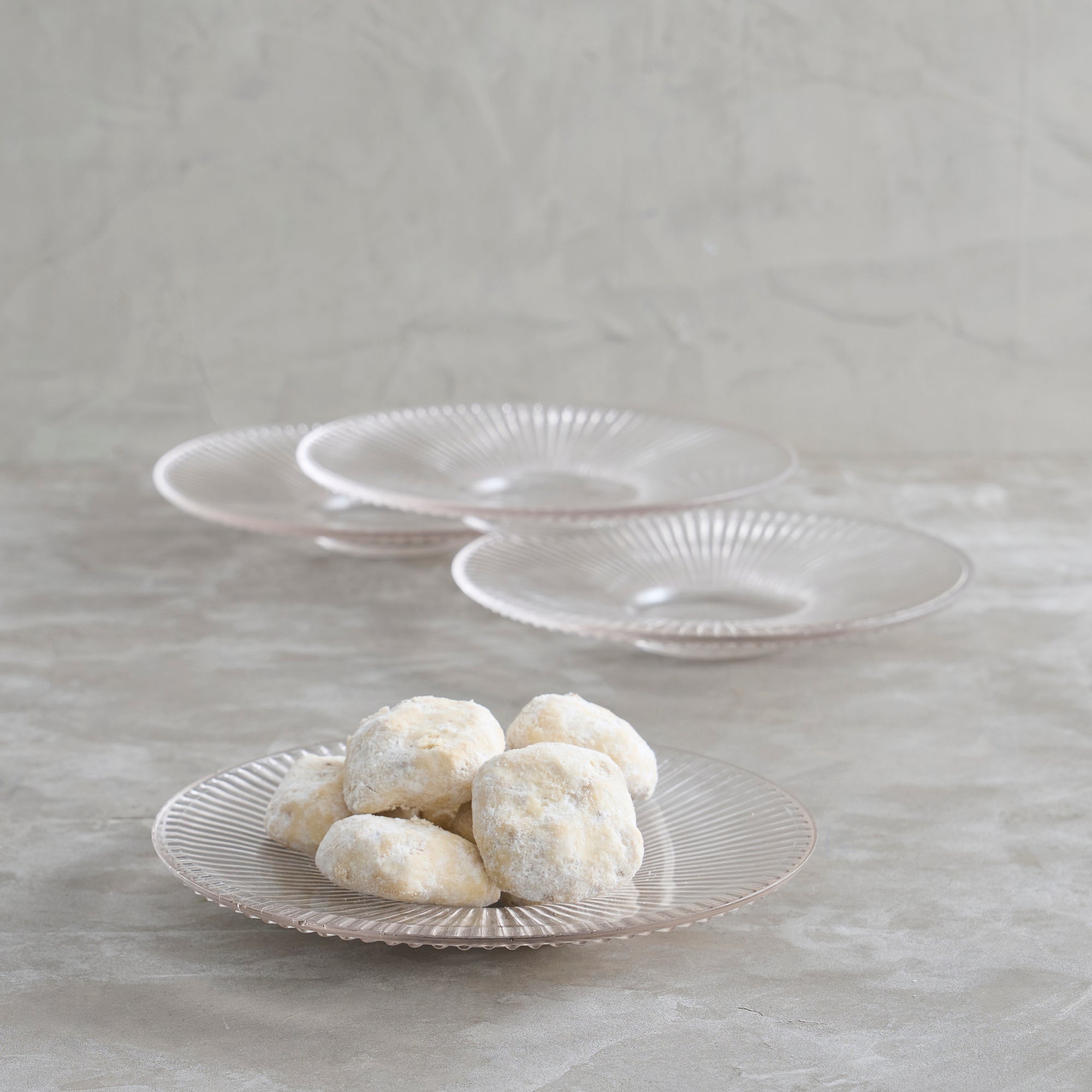 Pressed Clear Glass Medium Plates - Set of 4